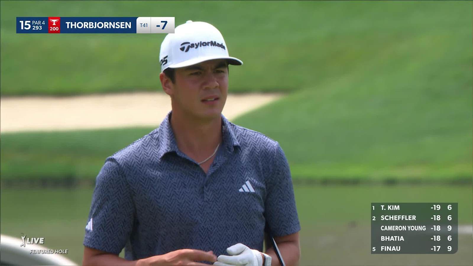 Michael Thorbjornsen chips it tight to set up birdie at Travelers