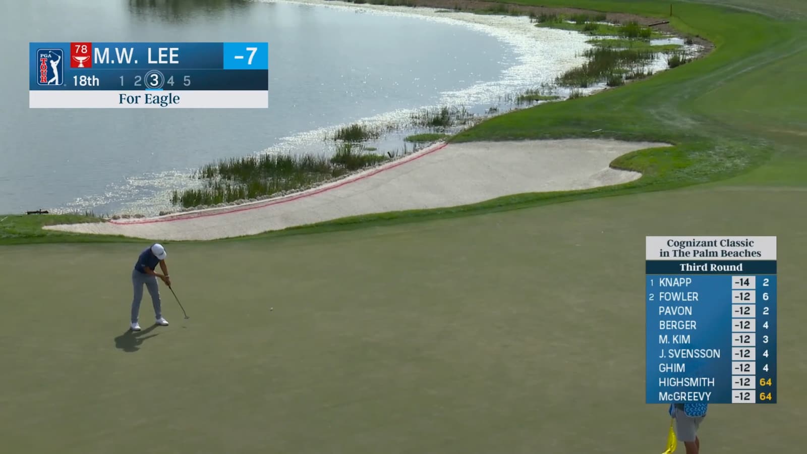 Min Woo Lee pours in 34-foot eagle putt at Cognizant Classic