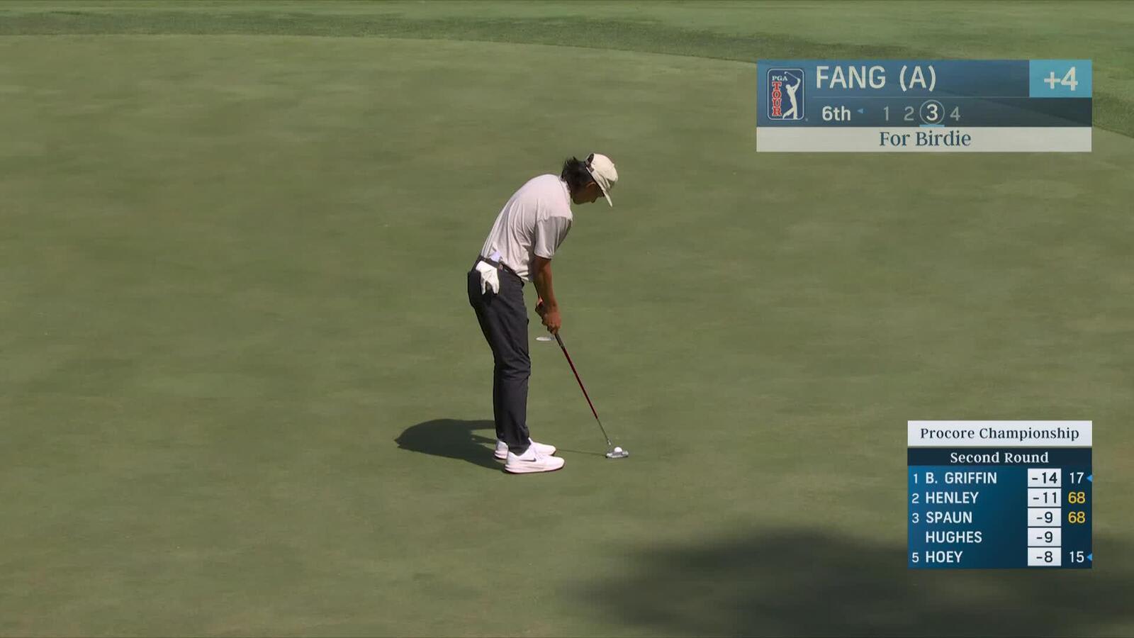 Ethan Fang sinks 9-foot birdie putt on No. 6 at Procore