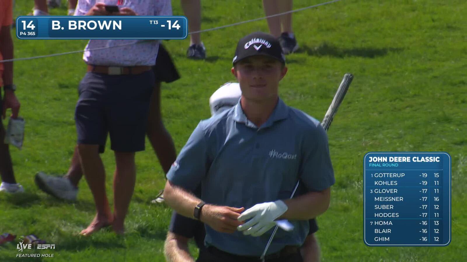 Blades Brown sinks 7-foot birdie putt on No. 14 at John Deere