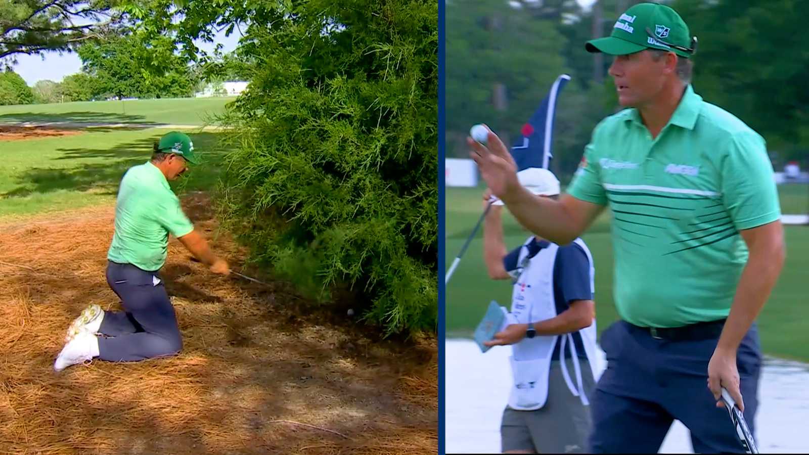 Padraig Harrington’s shot from his knees leads to par at Texas Children’s