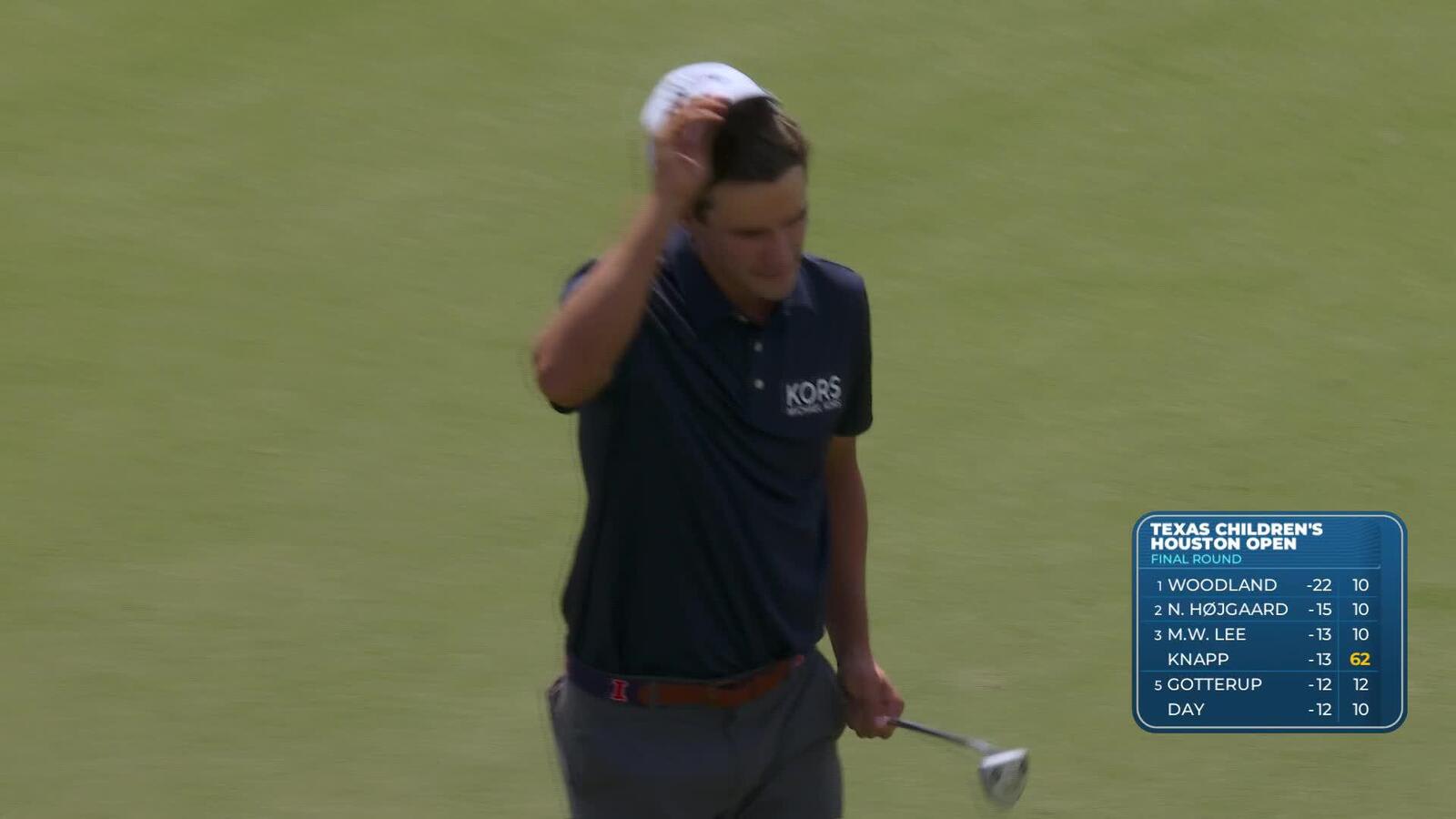 Adrien Dumont de Chassart sinks 8-foot birdie putt on No. 18 at Texas Children's