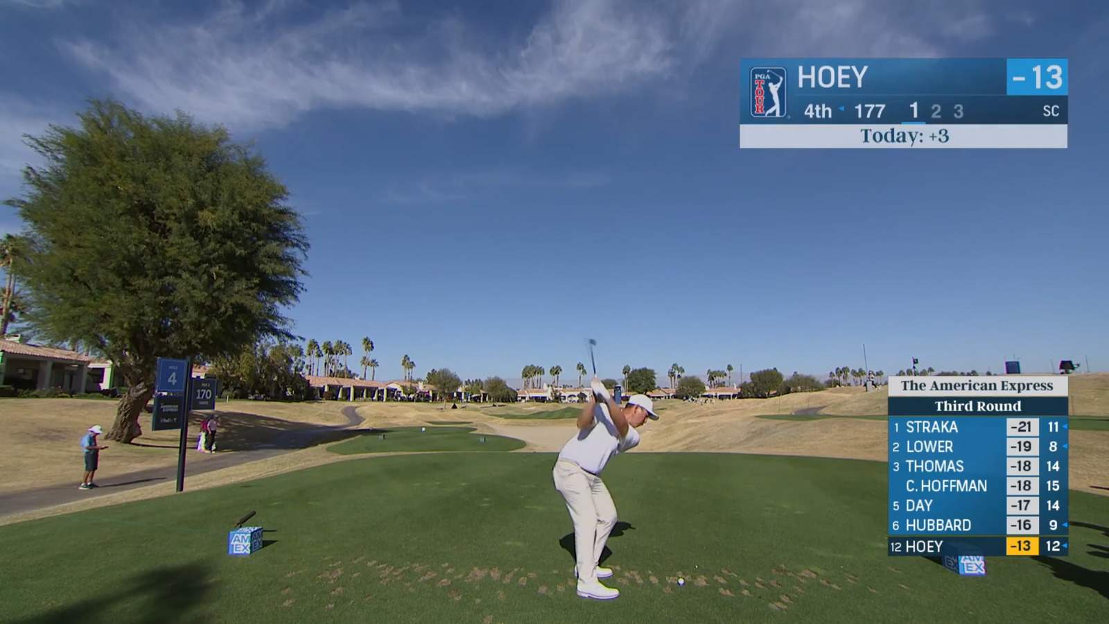 Rico Hoey's solid tee shot results in birdie at The American Express