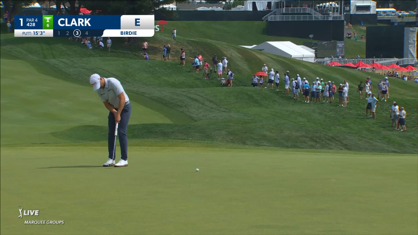 Wyndham Clark makes 15-foot putt for birdie at Travelers