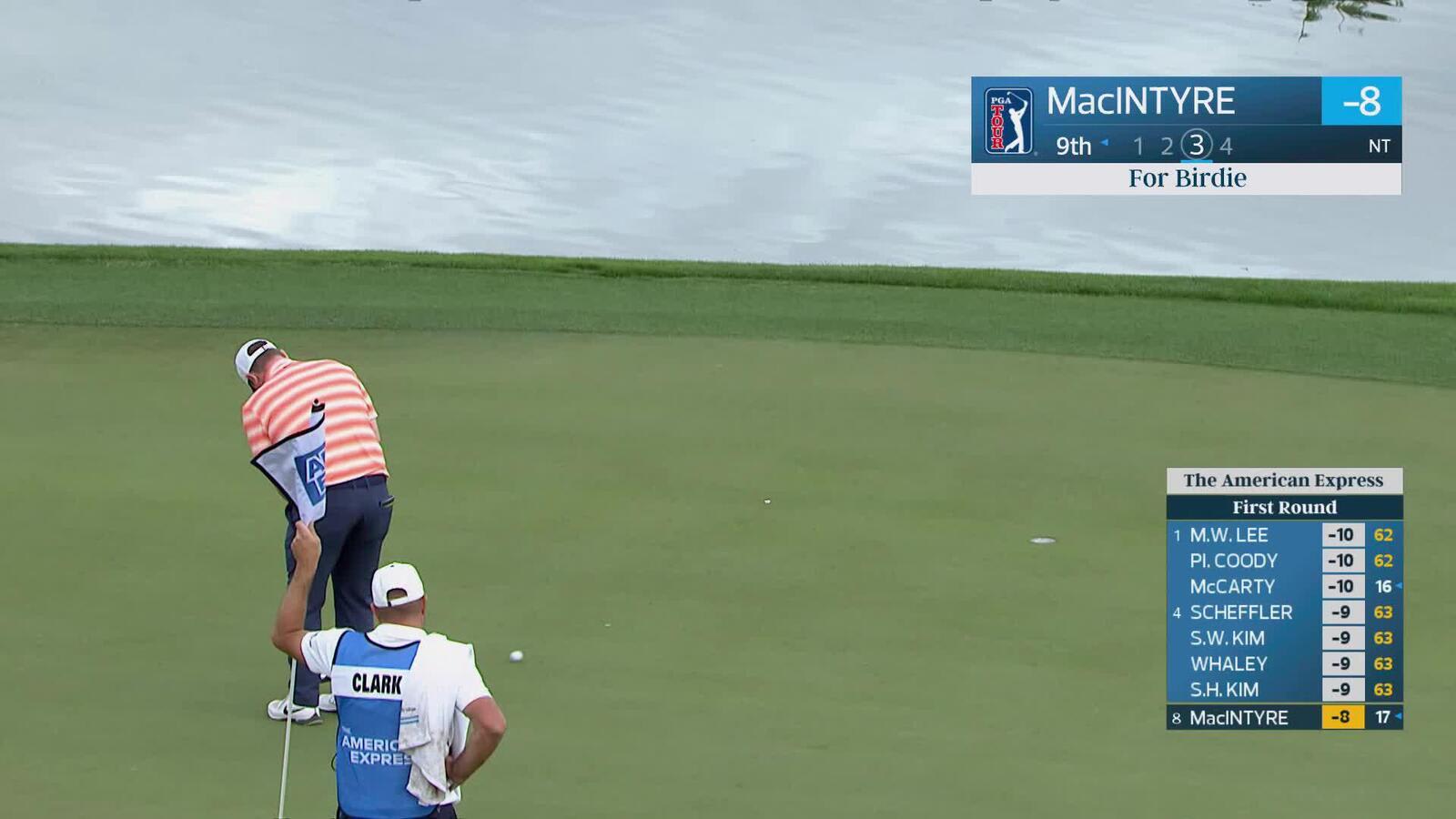 Robert MacIntyre makes birdie on No. 9 at The American Express