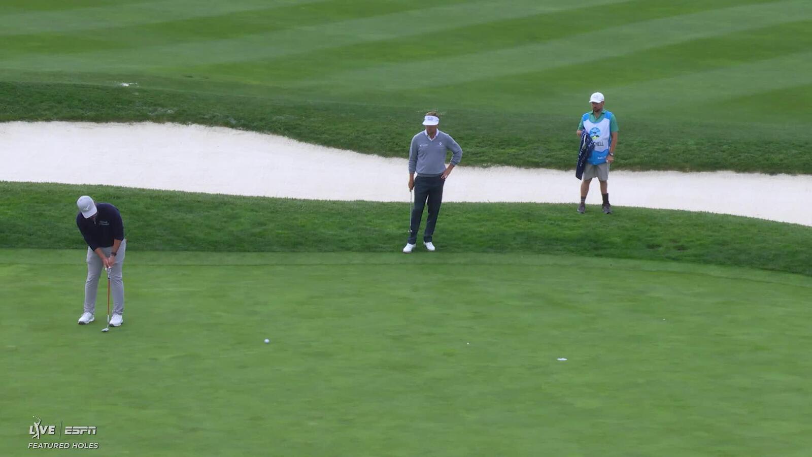 Steven Fisk sinks 18-foot birdie putt on No. 12 at AT&T Pebble Beach