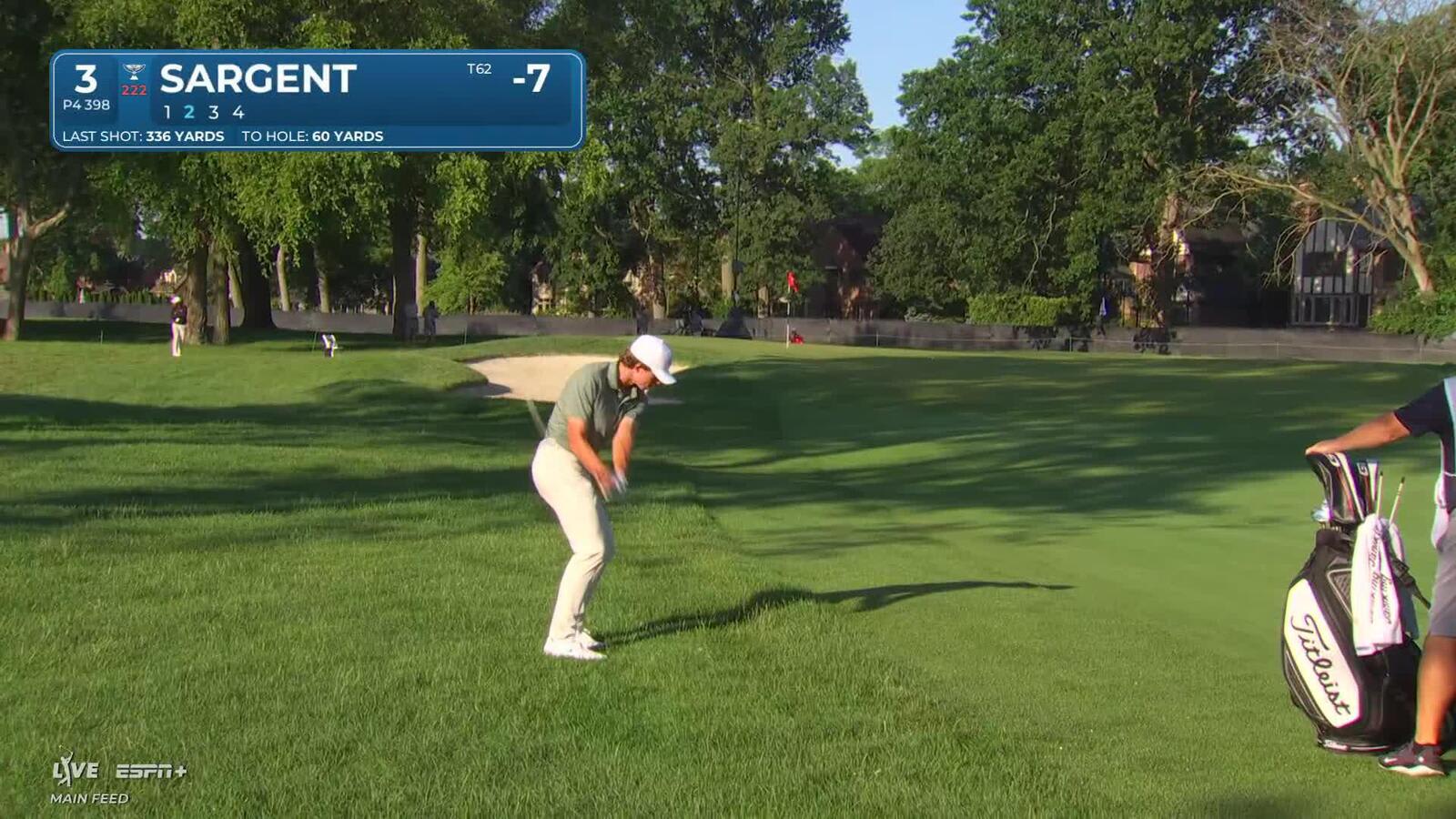 Gordon Sargent's approach from the rough sets up birdie at Rocket Classic