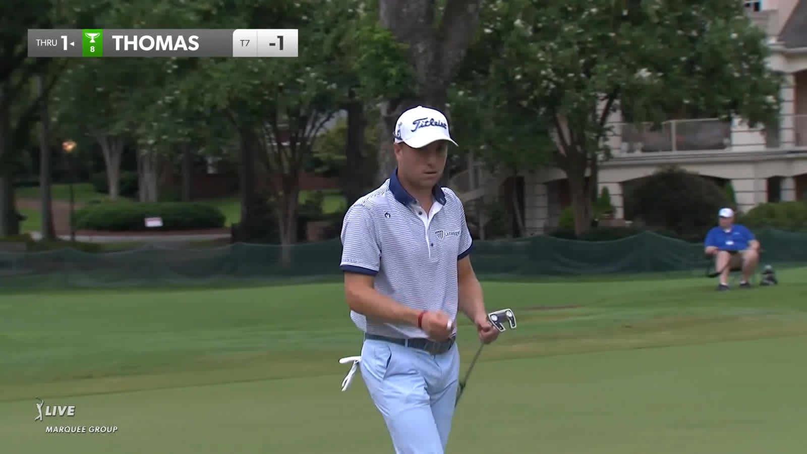 Justin Thomas' 159-yard approach sets up birdie at FedEx St. Jude Champ