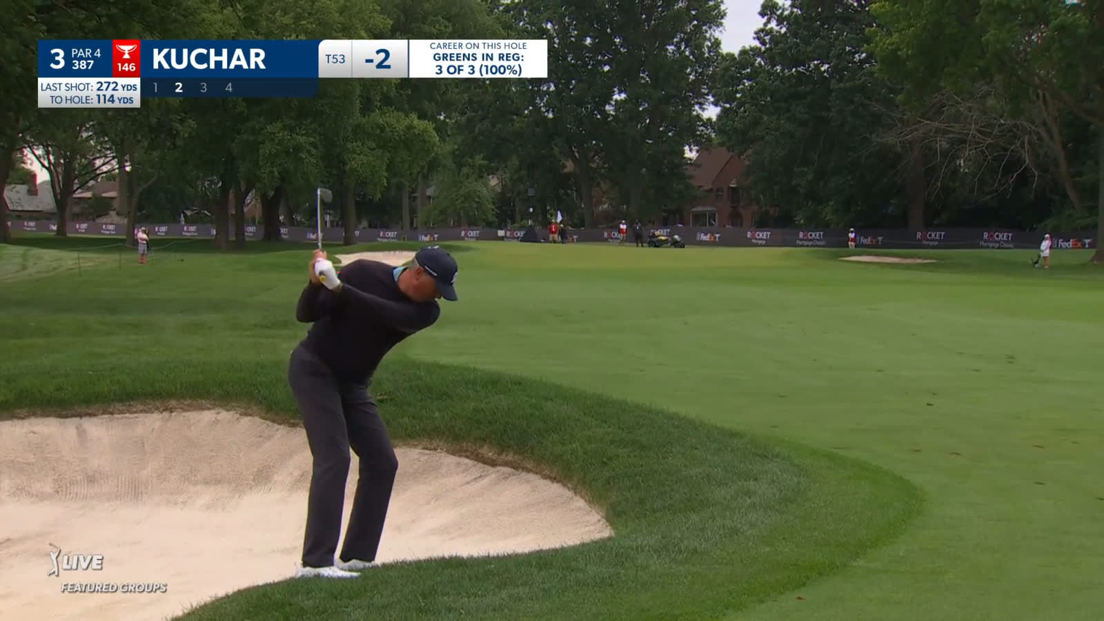 Matt Kuchar's excellent 114-yard fairway bunker shot yields birdie at Rocket Mortgage