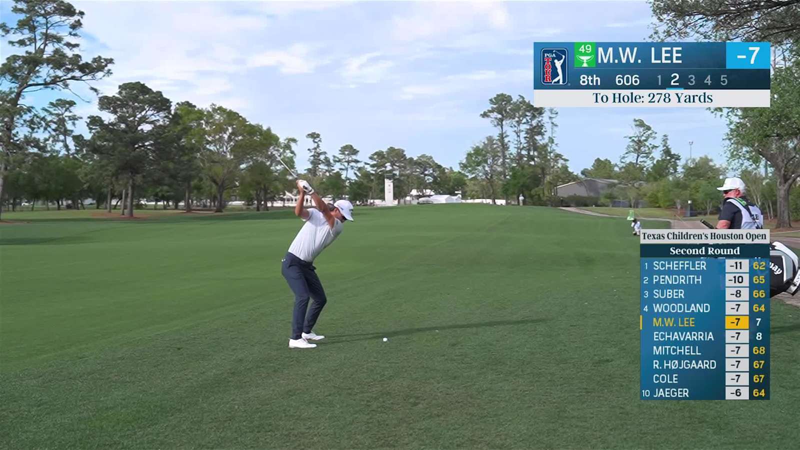 Min Woo Lee nearly reaches in two with iron and birdies at Houston Open