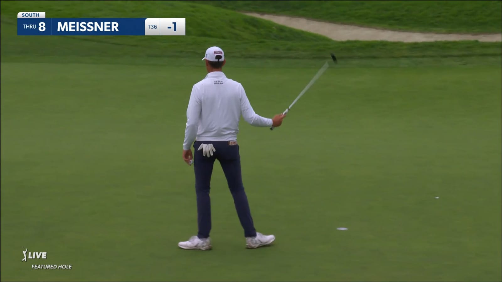 Mac Meissner's excellent tee shot nearly goes in at Farmers