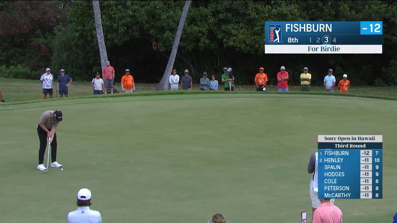 Patrick Fishburn curls in 33-foot birdie putt at Sony Open