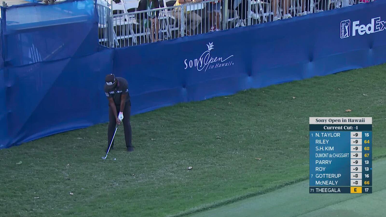 Sahith Theegala taps in from 3 feet for birdie on No. 18 at Sony Open