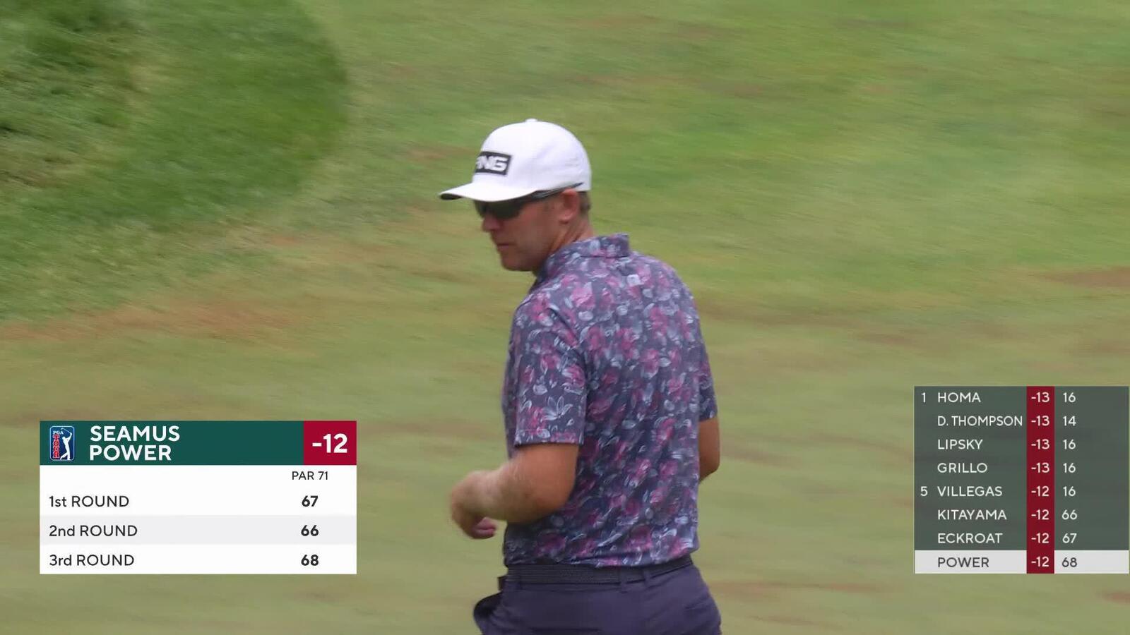 Seamus Power sinks a 25-foot birdie putt on No. 18 at John Deere