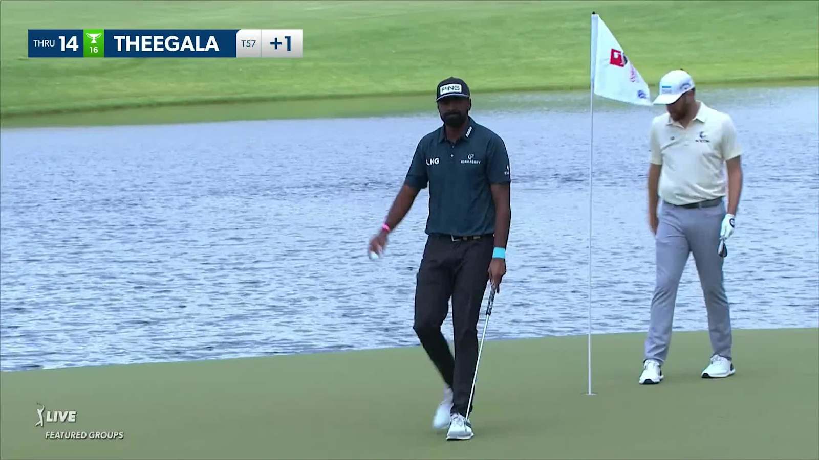 Sahith Theegala drives the green to set up birdie at Wells Fargo