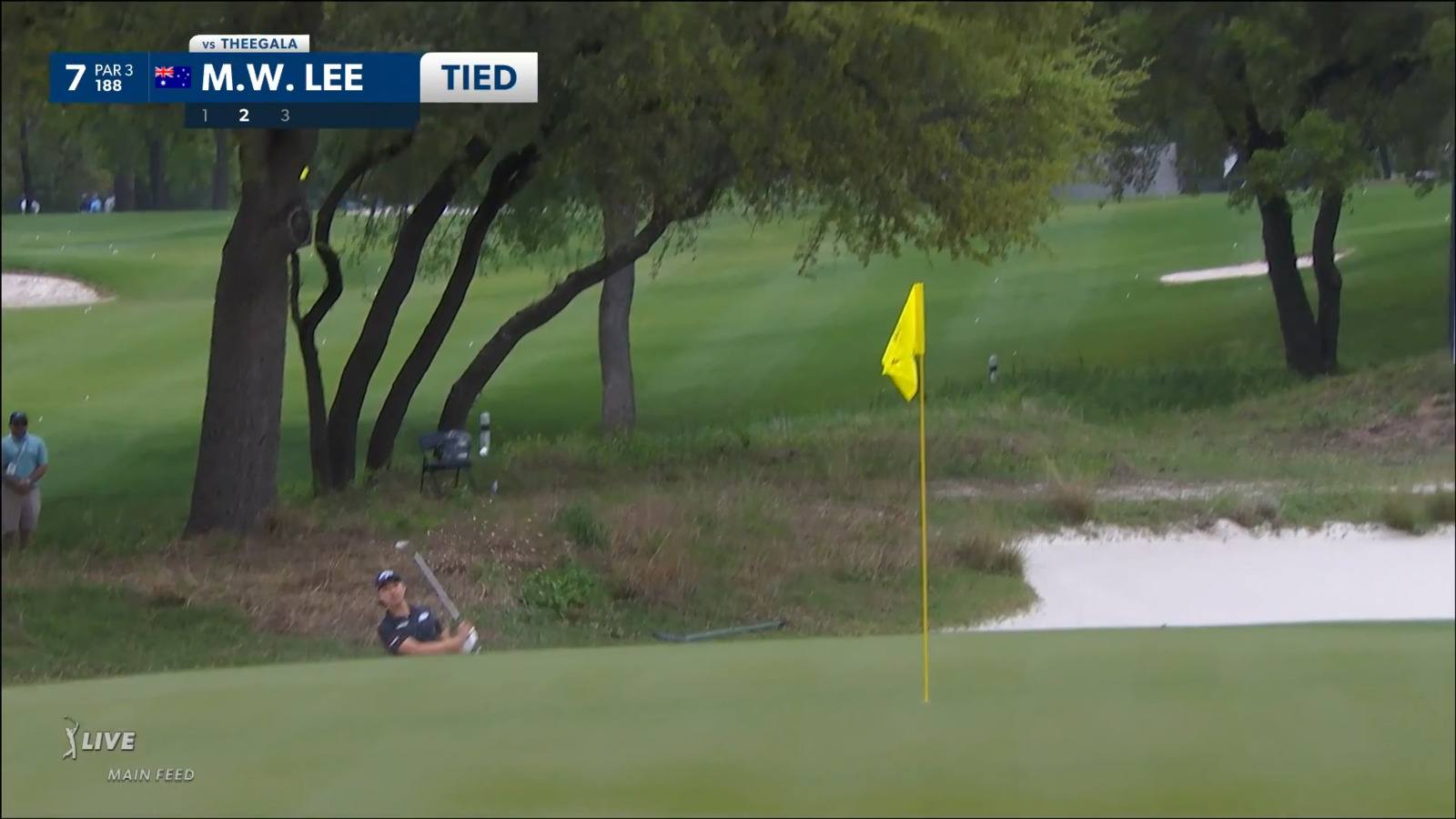 Min Woo Lee holes 34-foot bunker shot at WGC-Dell Match Play