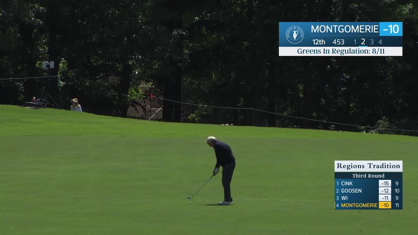 Colin Montgomerie makes birdie on No. 12 at Regions Tradition