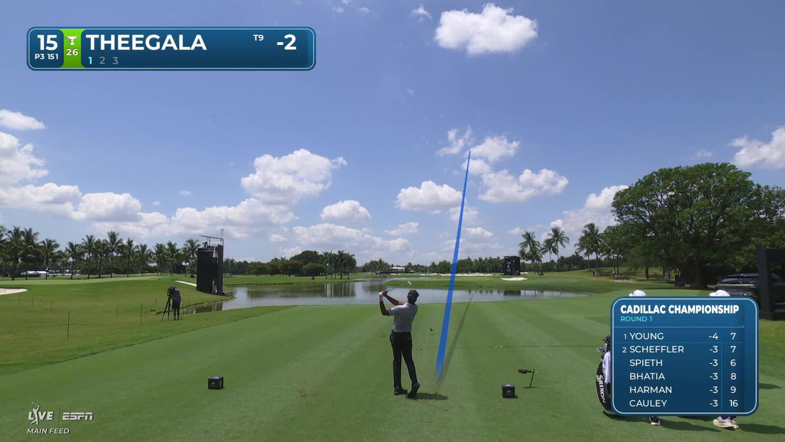 Sahith Theegala hits tee shot to 9 feet, sets up birdie on No. 15 at Cadillac