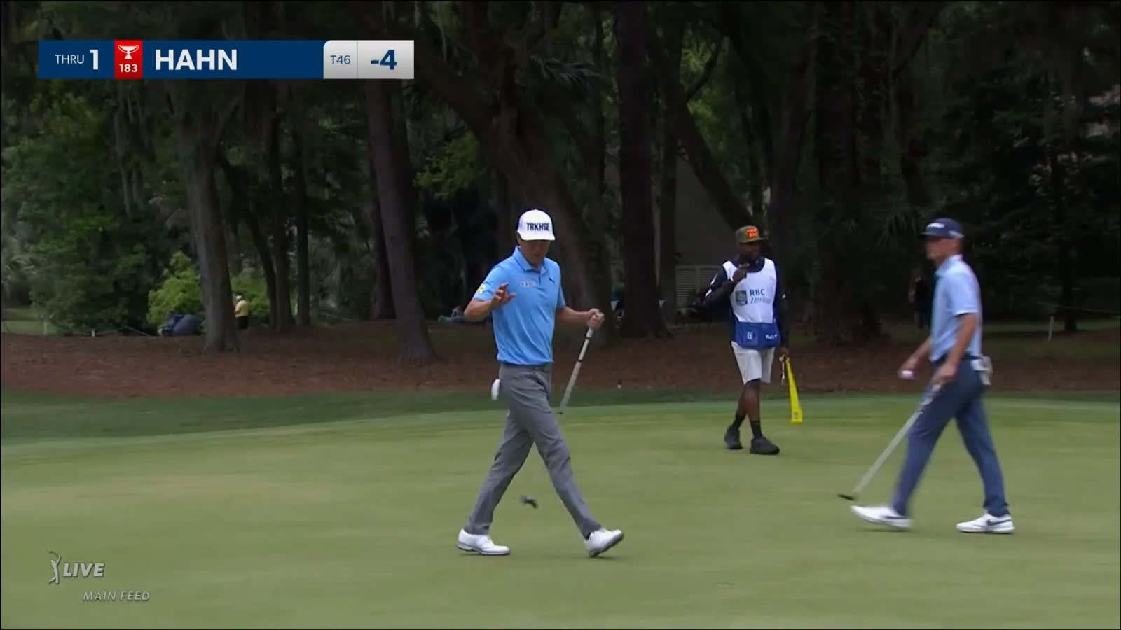James Hahn rolls in 13-foot birdie putt at RBC Heritage