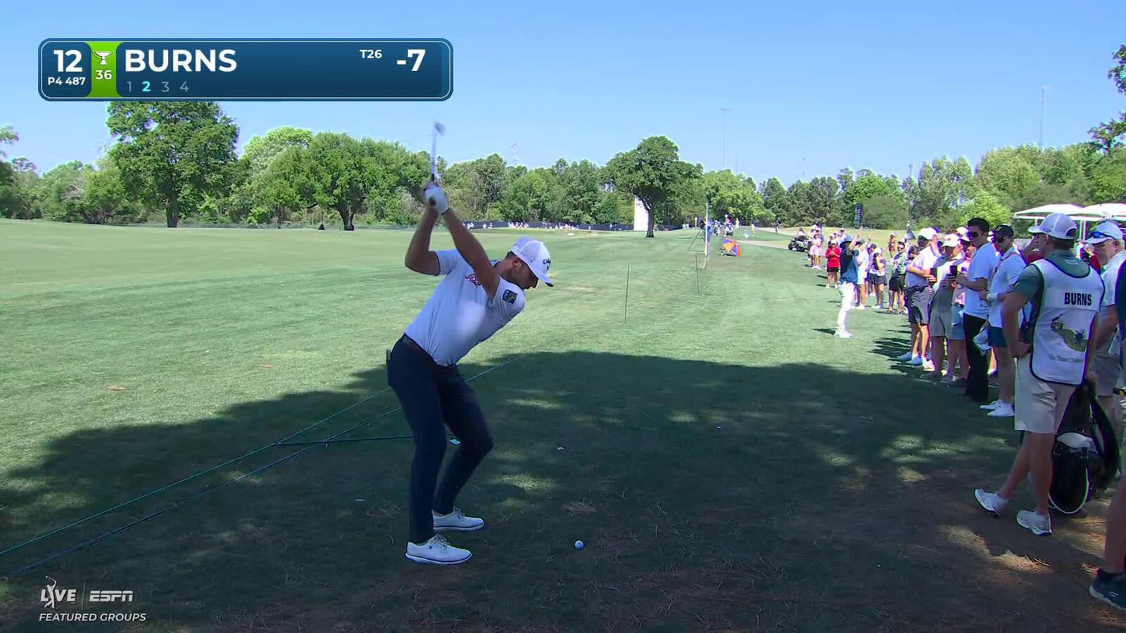 Sam Burns hits 167-yard approach to 15 feet, sets up birdie on No. 12 at Texas Children's