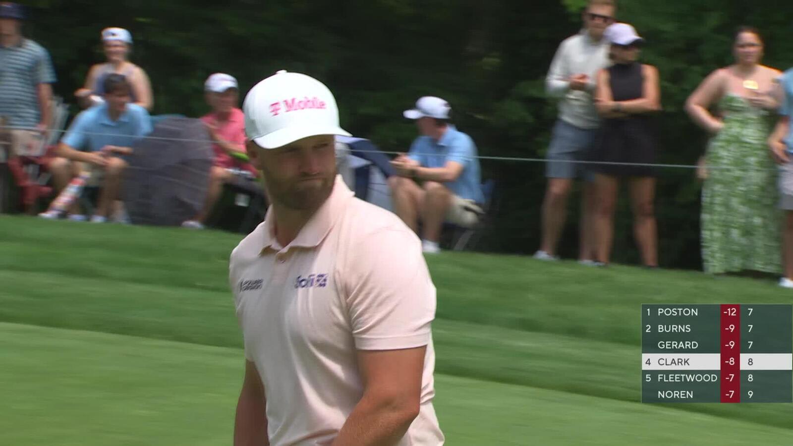 Wyndham Clark makes birdie on No. 9 at the Memorial