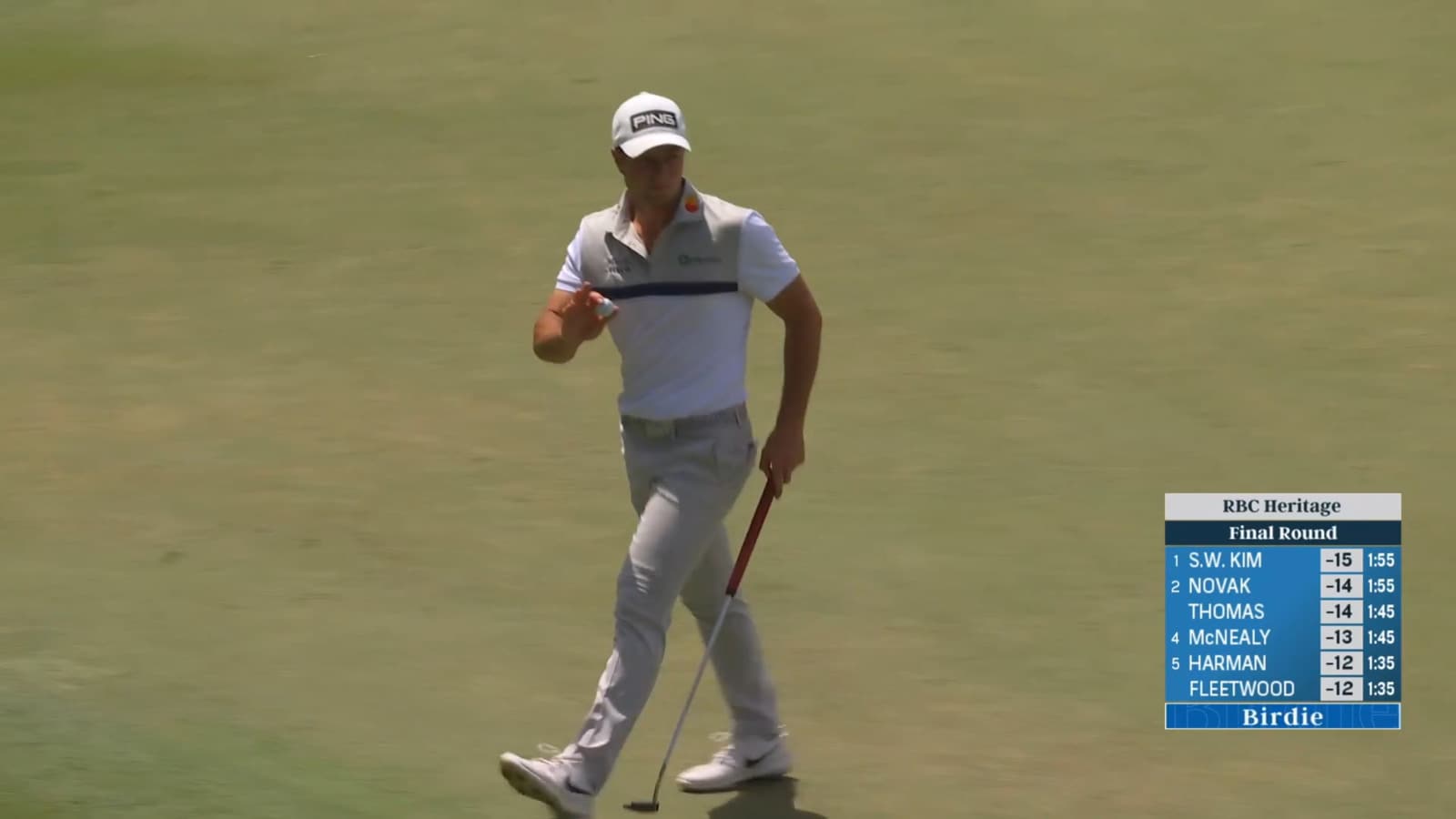 Viktor Hovland makes hsort birdie putt at RBC Heritage