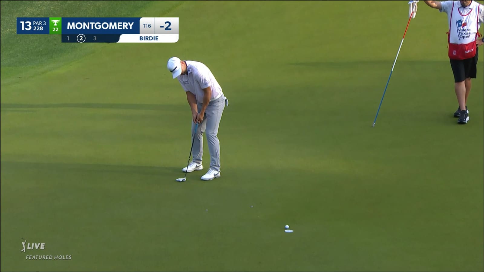 Taylor Montgomery goes back-to-back with excellent tee shot on No. 13 at Valero