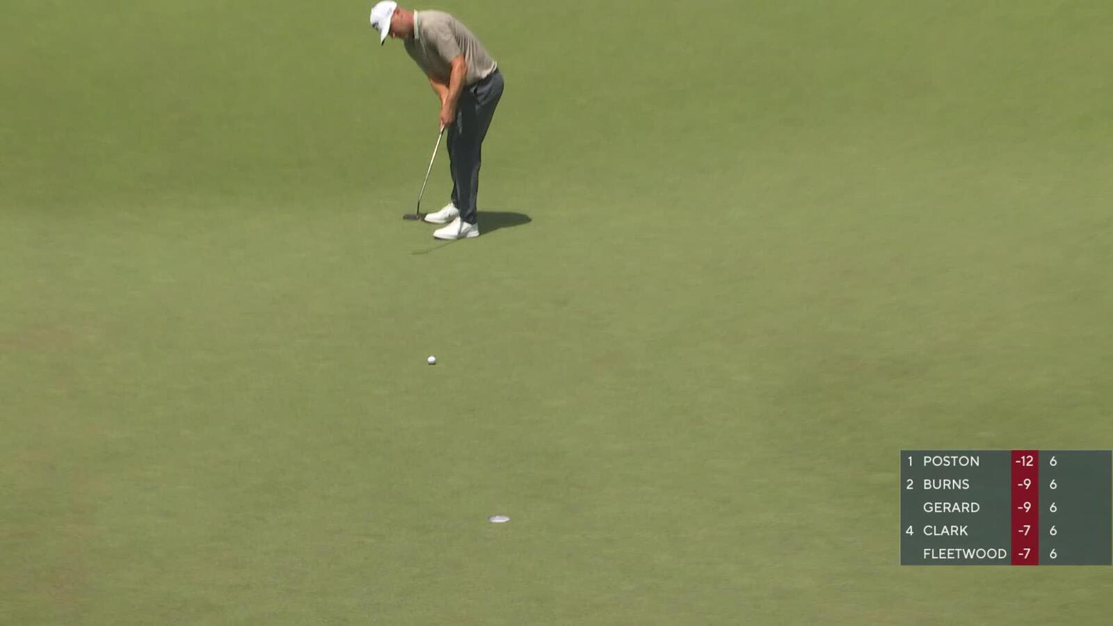 Alex Noren sinks 21-foot birdie putt on No. 8 at the Memorial