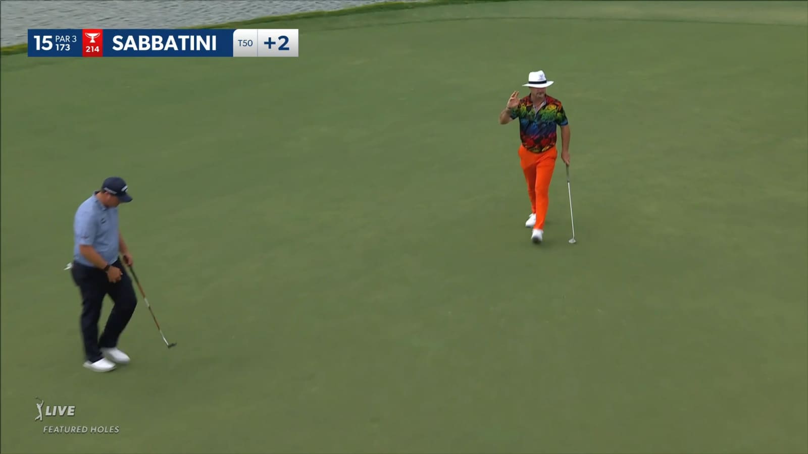 Rory Sabbatini holes a 39-footer for birdie at Honda