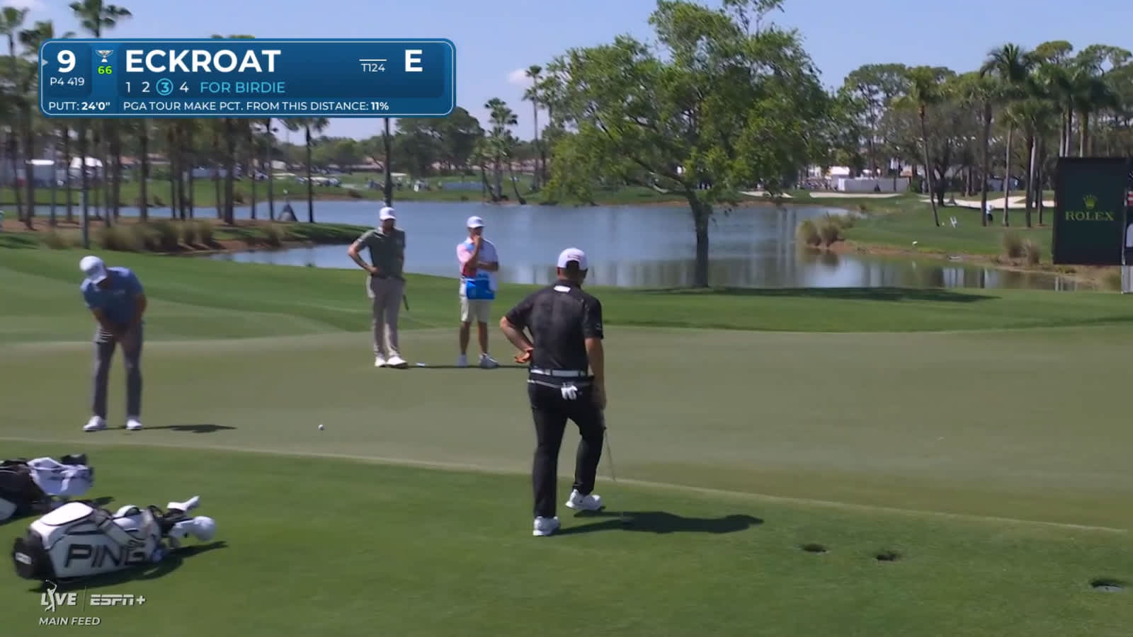 Austin Eckroat jars a 24-foot birdie putt at Cognizant Classic