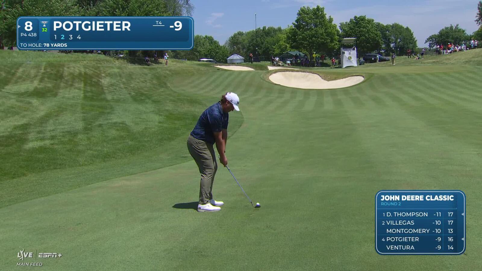 Aldrich Potgieter sinks a 27-foot birdie putt to get within one at John Deere