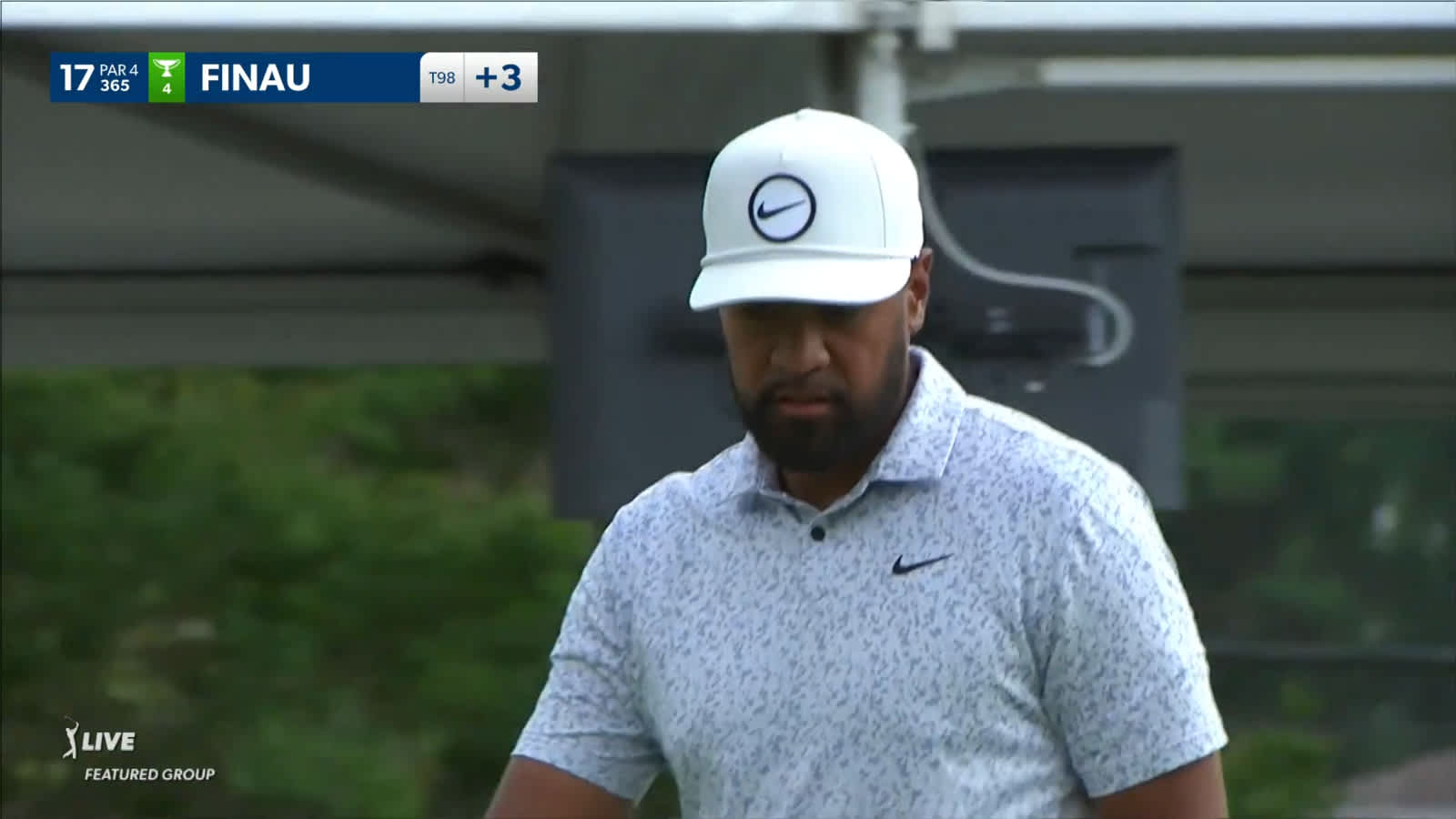 Tony Finau holes a 21-foot birdie putt at Charles Schwab