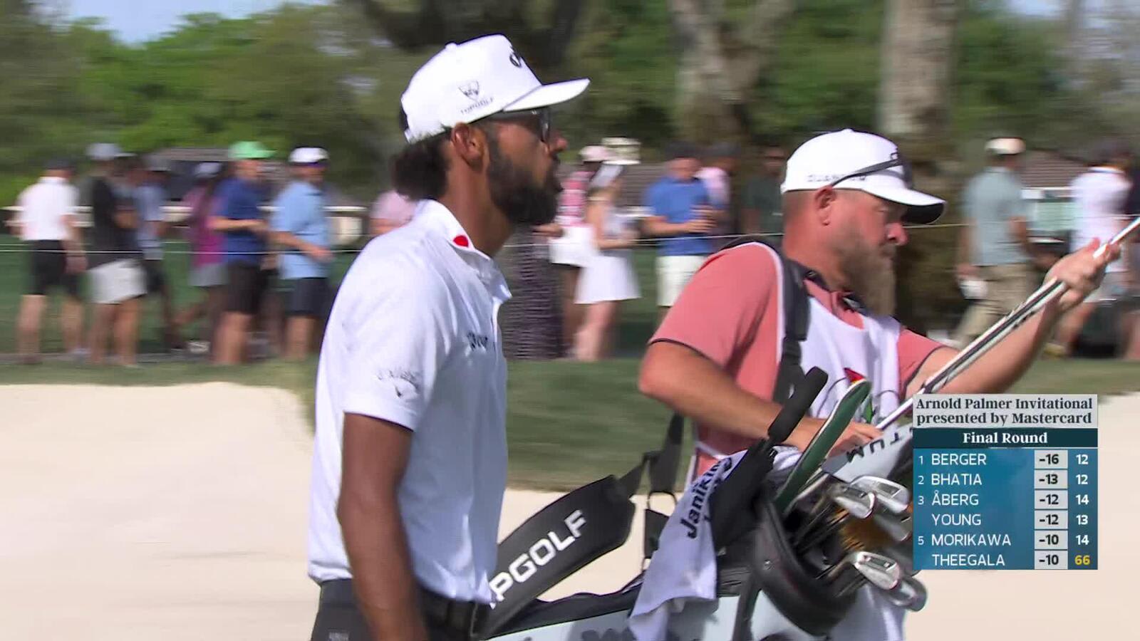 Akshay Bhatia hits 112-yard approach to 11 feet, sets up birdie on No. 13 at Arnold Palmer