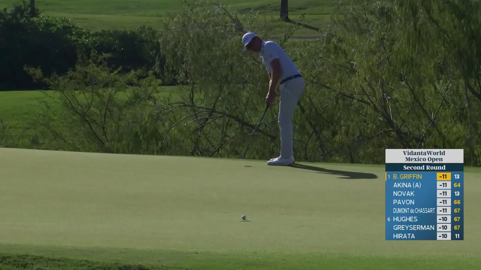 Ben Griffin sinks 33-foot putt for birdie on No. 14 at Mexico Open