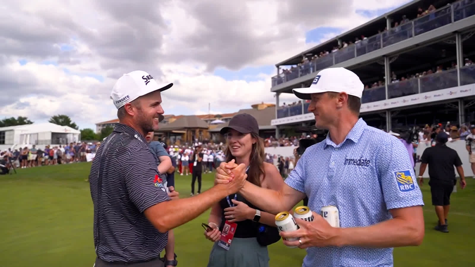 Taylor Pendrith, Mackenzie Hughes celebrate Pendrith's first win at THE CJ CUP
