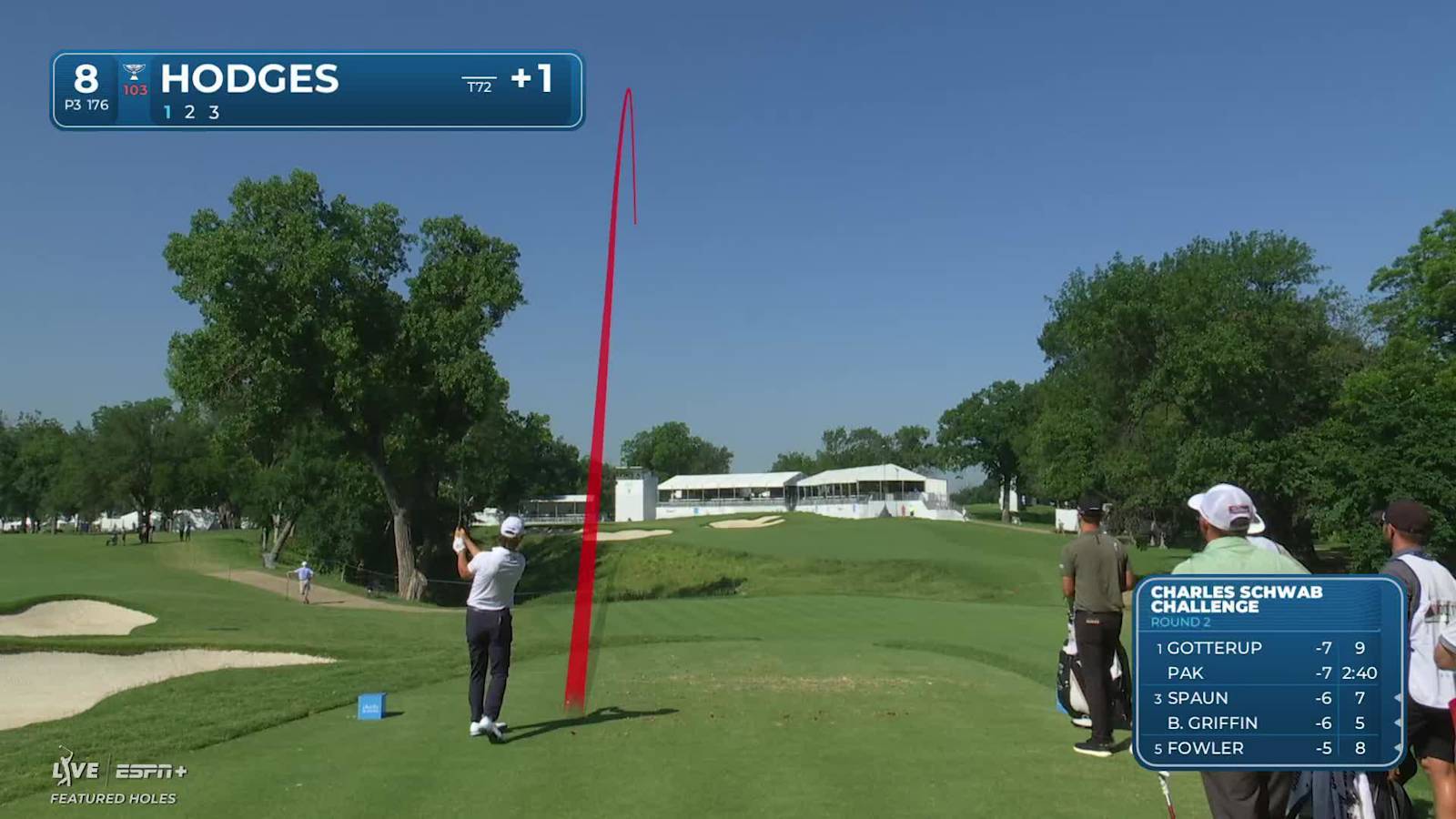 Lee Hodges makes birdie on No. 8 at Charles Schwab