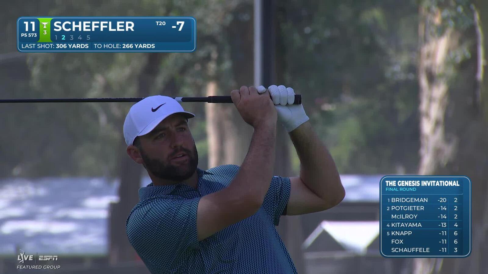Scottie Scheffler taps in from 3 feet for birdie on No. 11 at The Genesis