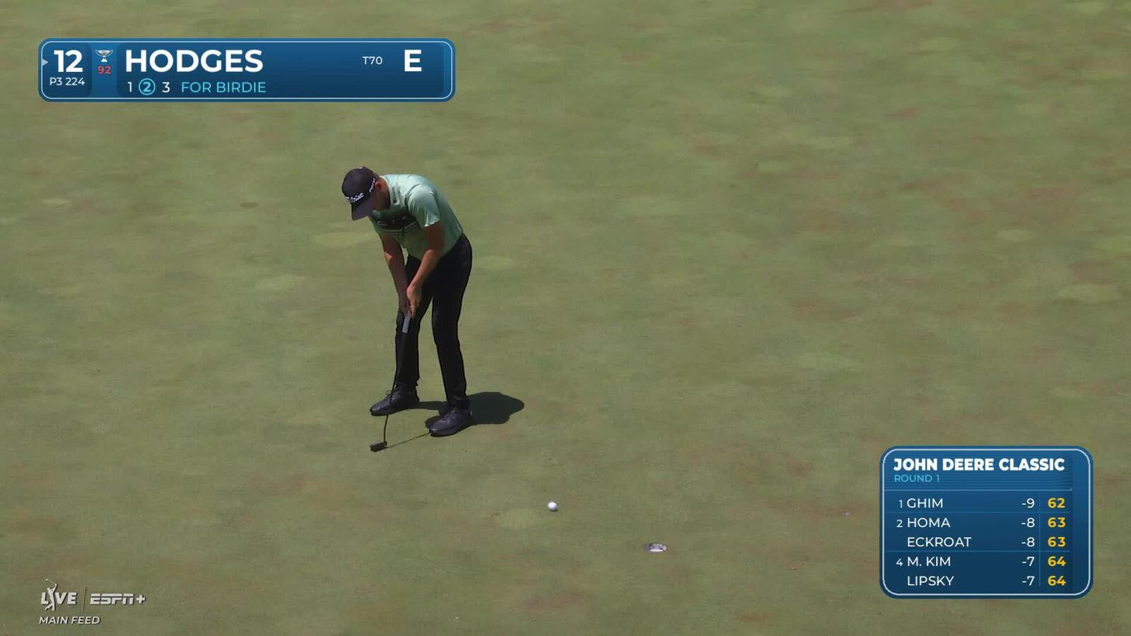 Lee Hodges makes birdie on No. 12 at John Deere