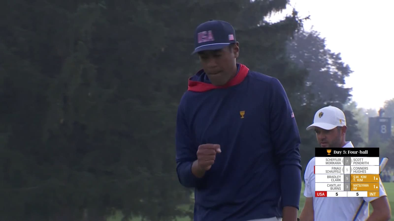 Tony Finau rolls in  20-foot birdie putt at Presidents Cup