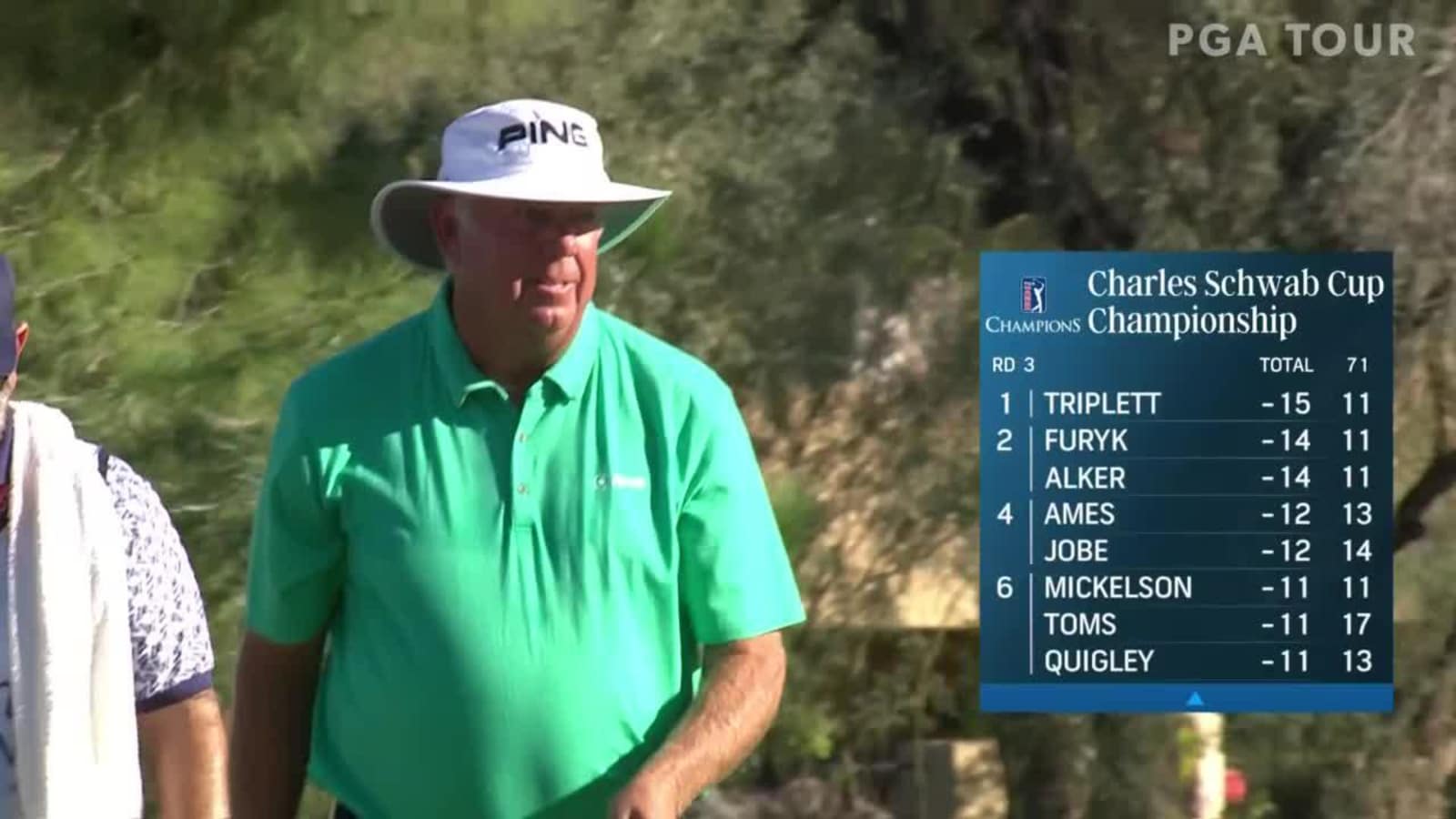 Kirk Triplett makes birdie on No. 11 at Schwab Cup Championship