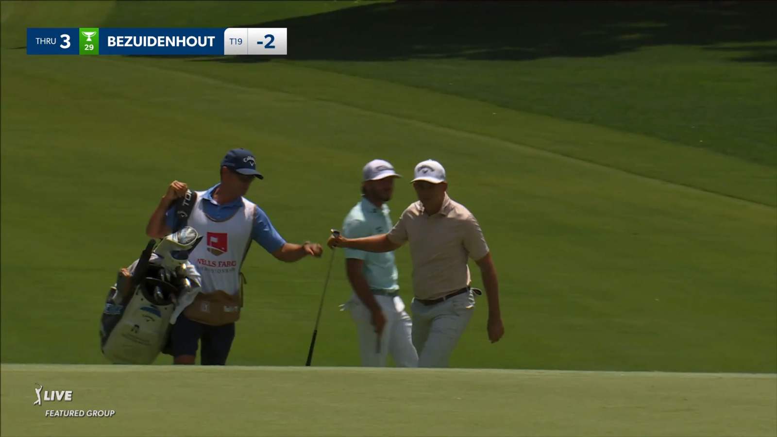 Christiaan Bezuidenhout chips in for birdie at Wells Fargo