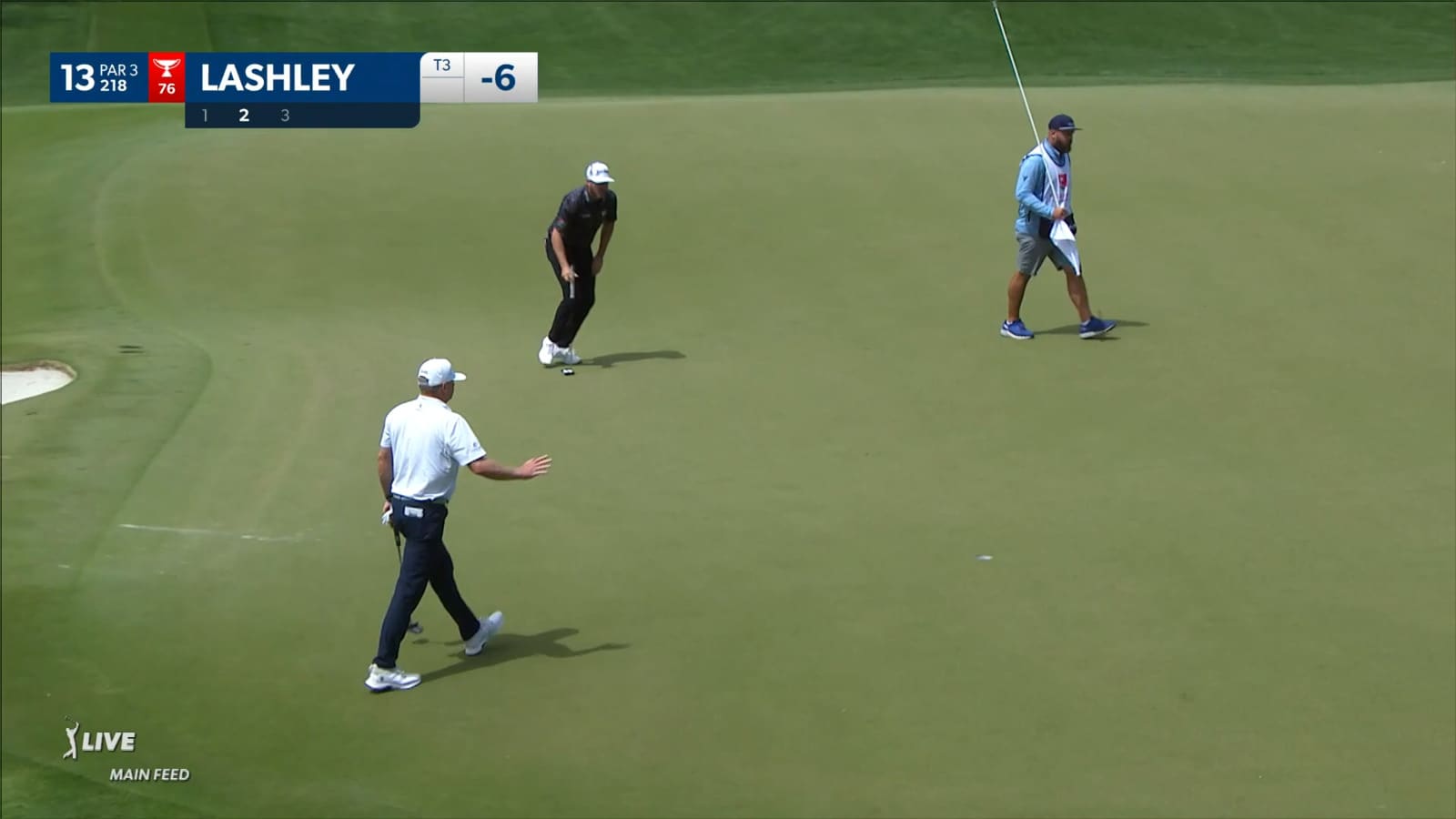 Nate Lashley holes 18-footer from the fringe at Wells Fargo