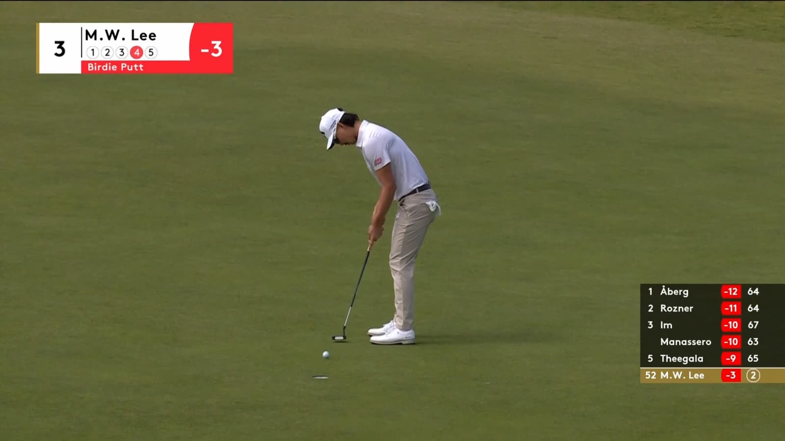 Min Woo Lee rolls in short birdie putt at Genesis Scottish Open