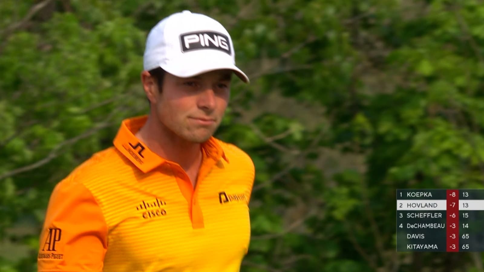 Viktor Hovland gets up-and-down for birdie at the PGA Championship