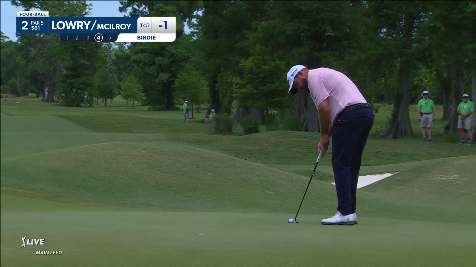 Shane Lowry makes birdie putt at Zurich Classic