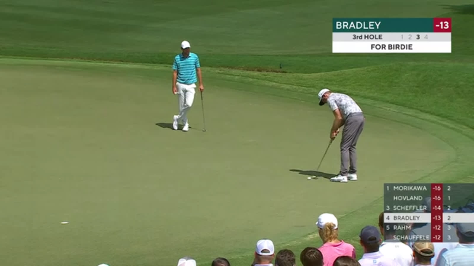 Keegan Bradley drains 20-foot putt for birdie at TOUR Championship