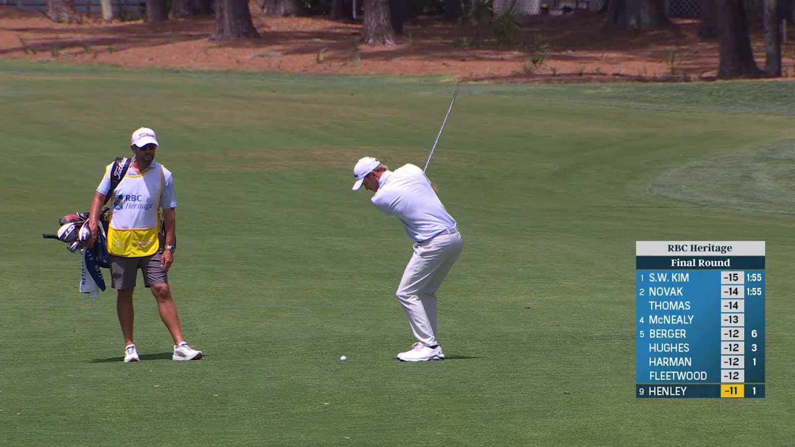 Russell Henley kncoks approach close to set up birdie at RBC Heritage