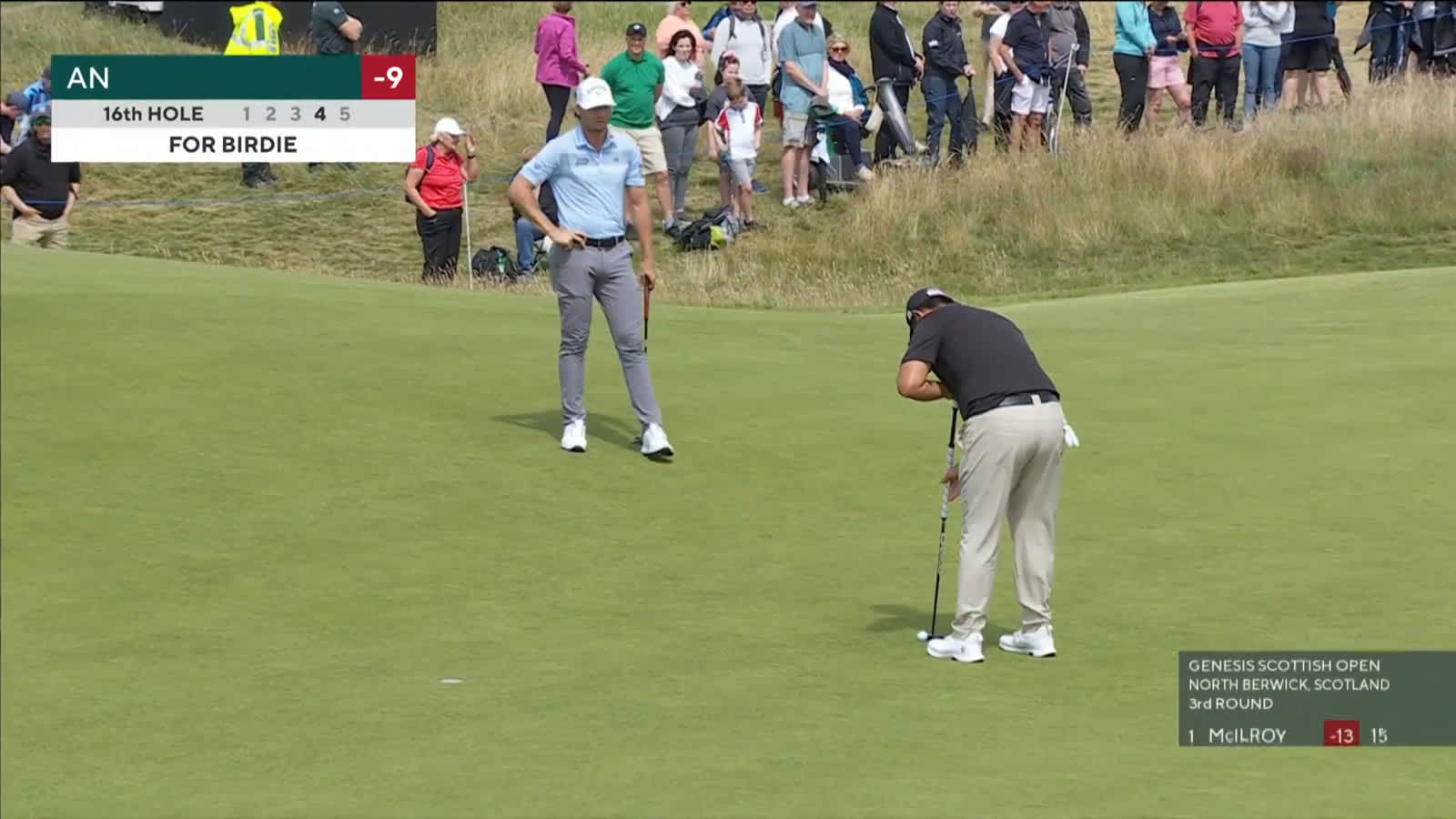 Byeong Hun An taps in a 5-foot putt for birdie at Genesis Scottish Open
