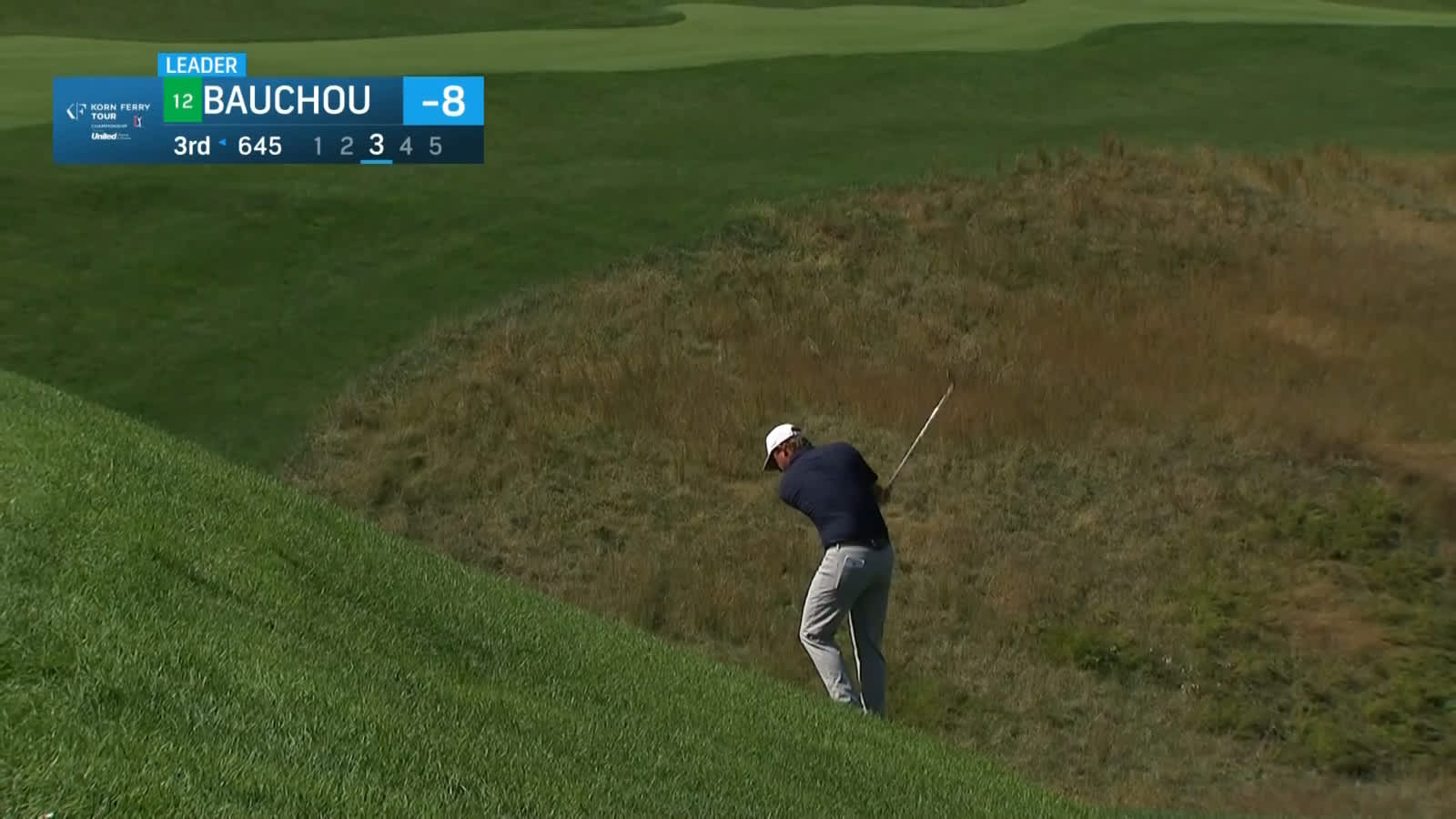 Zach Bauchou converts birdie after missing the green at Korn Ferry Tour Champ