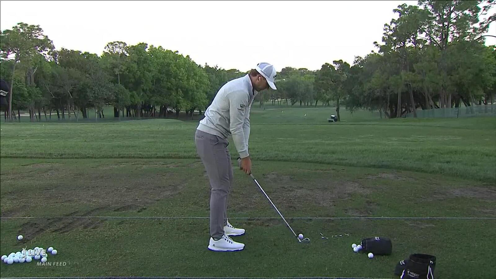 Sam Burns mic’d up on range before Round 1 at Valspar